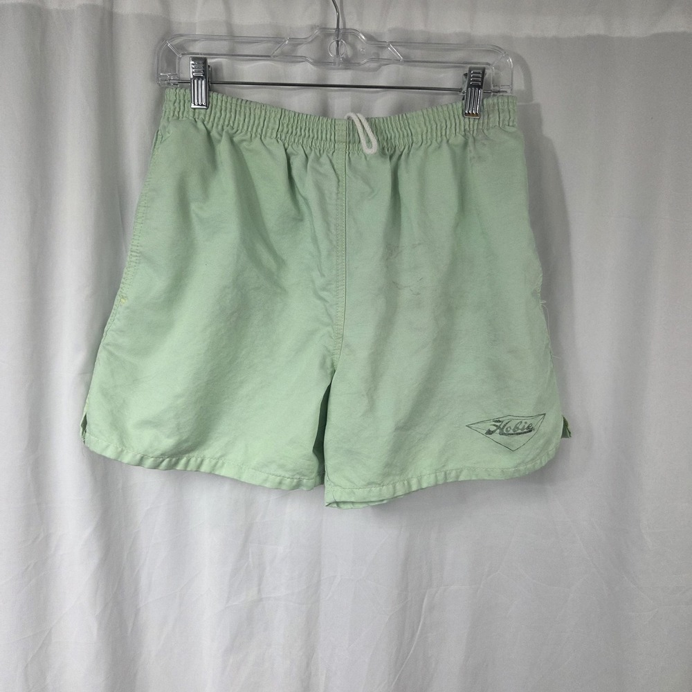 Vintage Hobie Swim Trunks Shorts Mens Medium Green Nylon Lined Drawstring USA